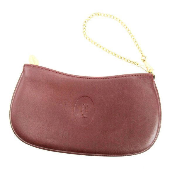 Cartier Handbags - AUTH Cartier Clutch Pouch Must Line Bordeaux Leather